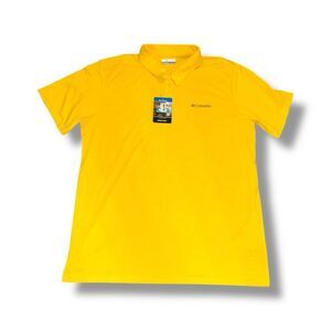 NWT Columbia Short Sleeve Performance Golf Polo Shirt Sz L in Yellow